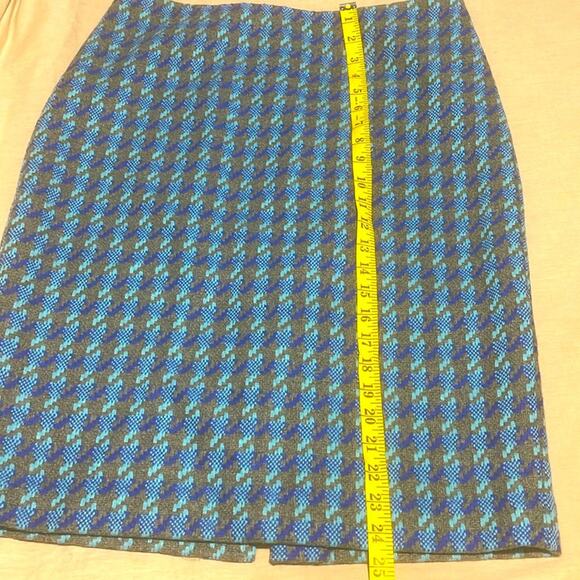 Talbots size 10 Blue and Black womans Houndstooth Pencil Skirt - Picture 7 of 8